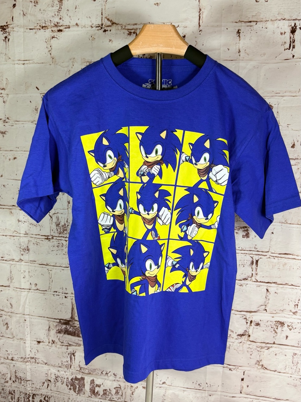 Boys' Blue Sonic Grid Graphic Tee